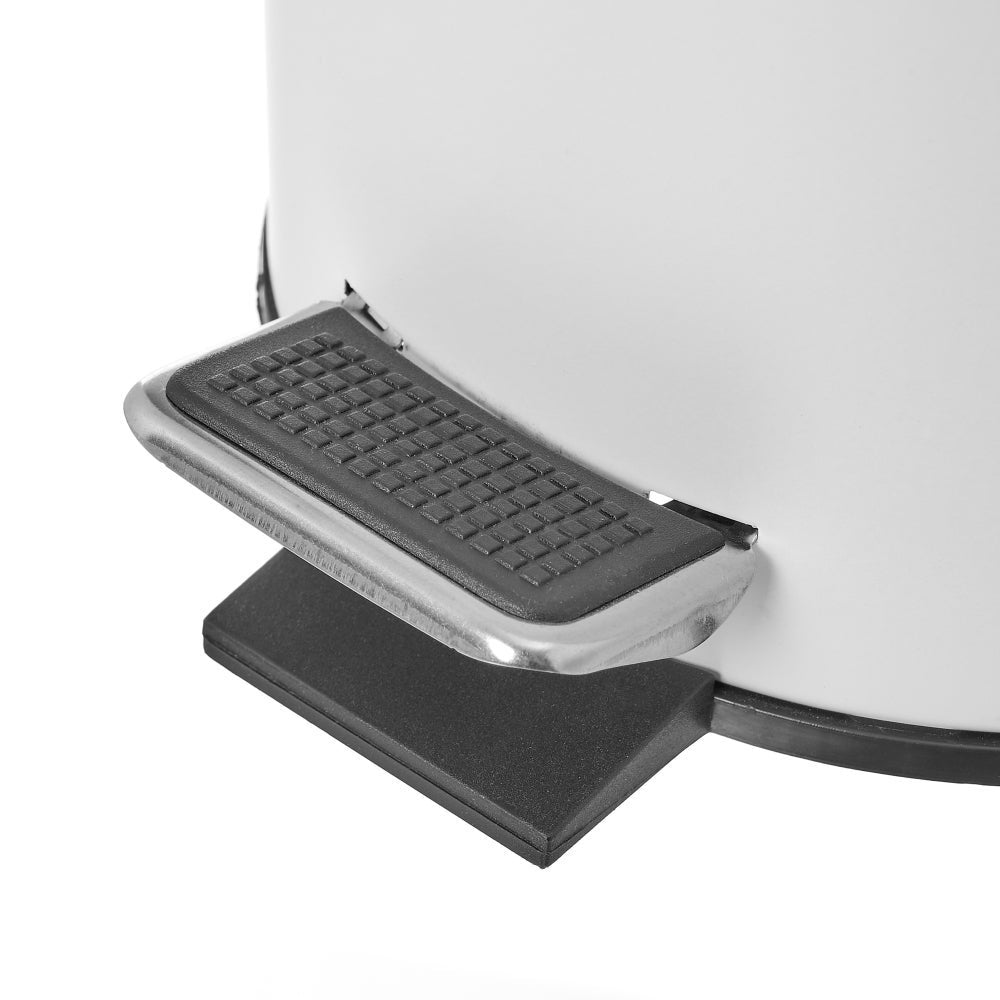 Papelera de baño de pedal de metal y tapa de bambú de 3 litros