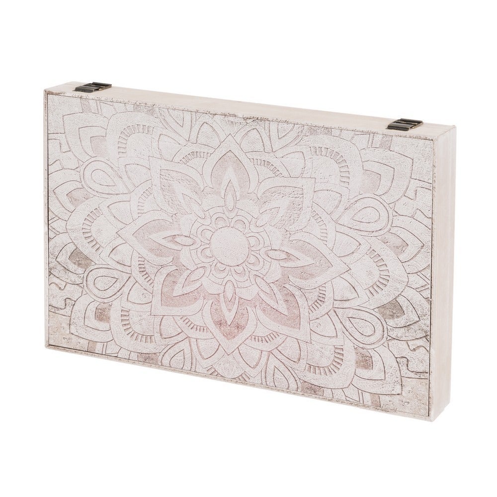 Tapa para contador de luz en madera con bonito mandala beige de 46x31x6cm