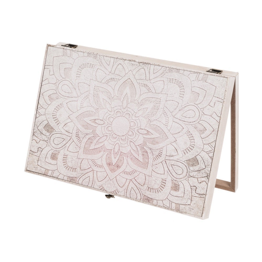 Tapa para contador de luz en madera con bonito mandala beige de 46x31x6cm