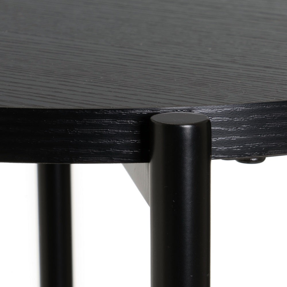 Mesa de centro redonda de madera negra y arpillera de 74x74x41 cm