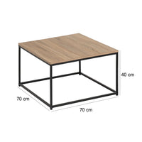 Mesa de centro cubo de madera y metal negro de 70x70x40 cm