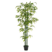 Planta artificial de bambu verde em vaso de plástico 147 cm