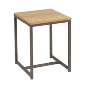 Mesa lateral de madeira natural e metal cinzento de 40x40x50 cm