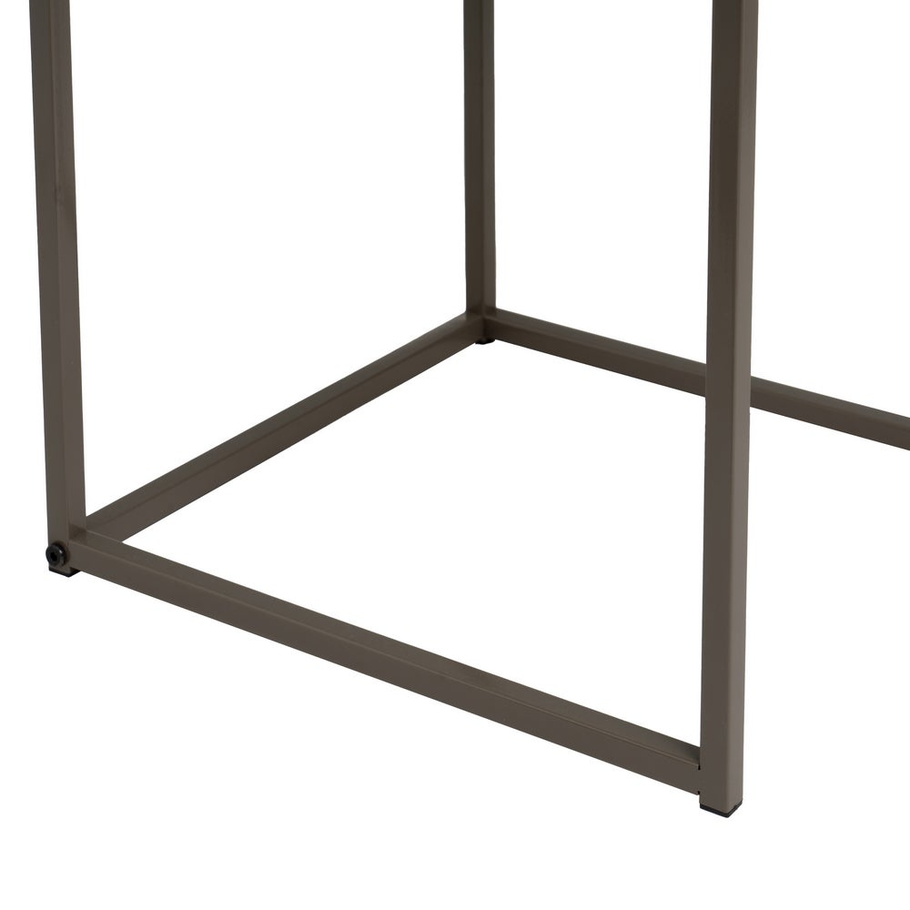 Set de 3 mesitas nido cubo de metal y madera natural