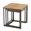Set de 3 mesitas nido cubo de metal y madera natural