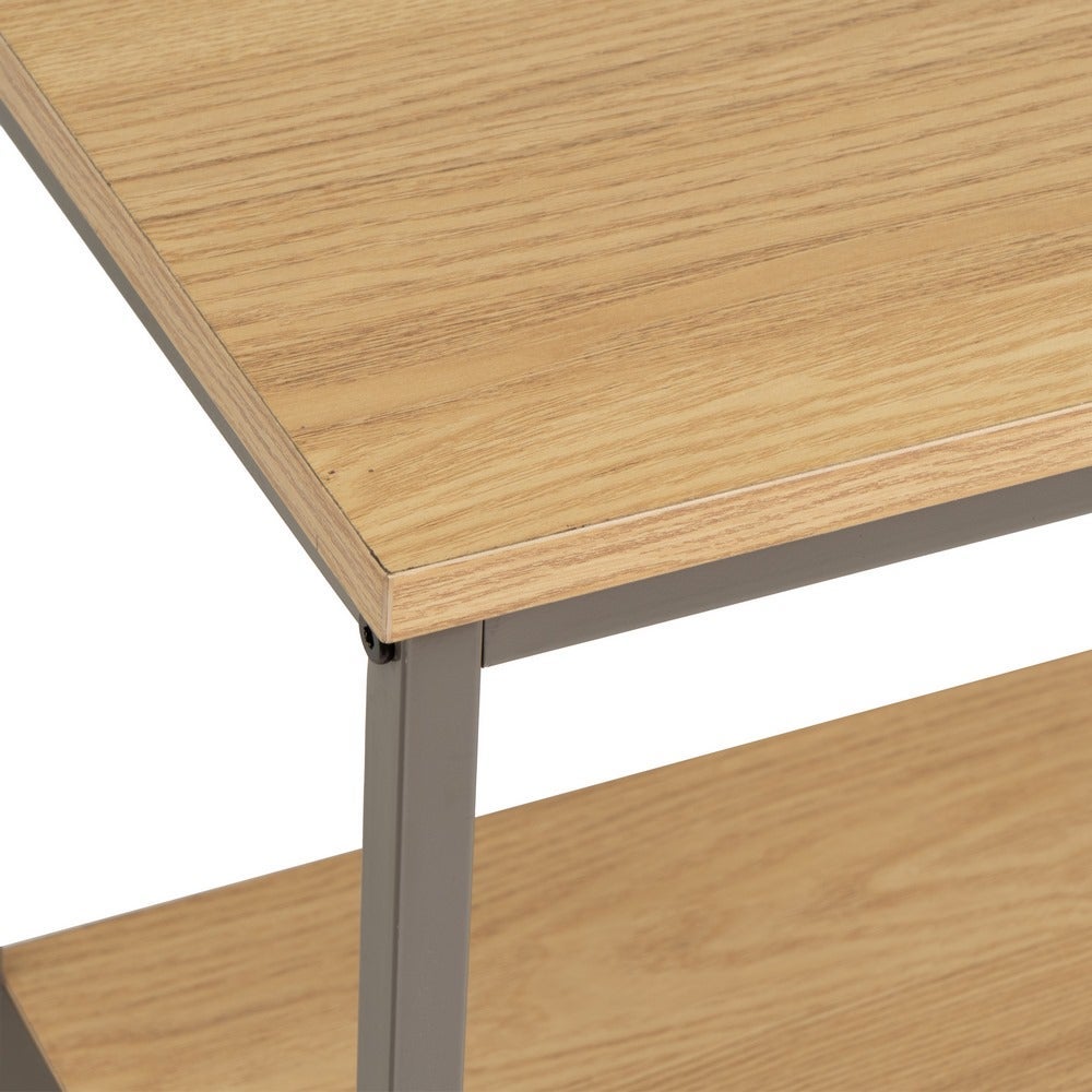 Estantería de madera natural y metal color gris, 3 baldas de 60x30x76 cm