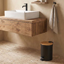 Papelera de baño de pedal de metal y tapa de bambú de 3 litros