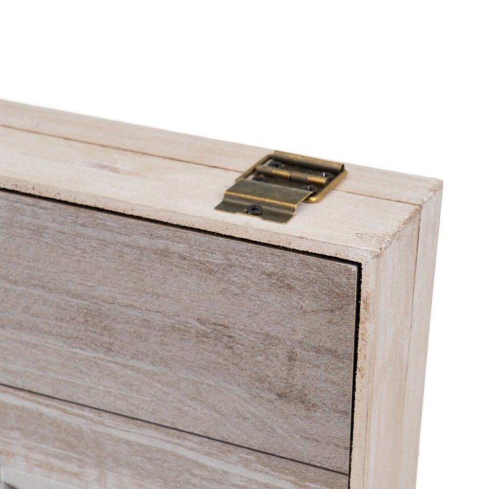 Tapa para contador de luz de madera diseño HOME blanco decapé, 46x31x6 cm