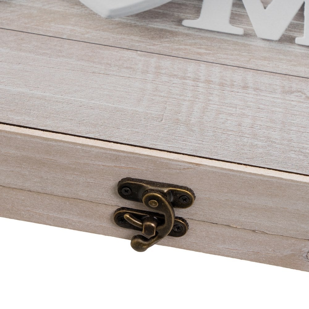 Tapa para contador de luz de madera diseño HOME blanco decapé, 46x31x6 cm