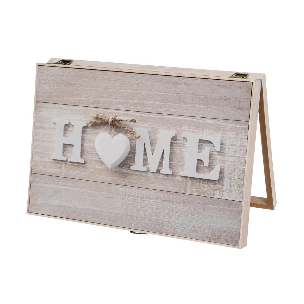 Tapa para contador de luz de madera diseño HOME blanco decapé, 46x31x6 cm