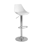 Taburete de cocina regulable en altura blanco y metal con respaldo alto