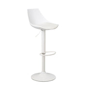 Taburete alto de cocina regulable en altura blanco con respaldo alto