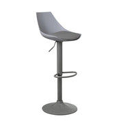 Taburete alto de cocina regulable en altura gris con respaldo alto