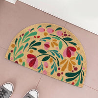 Felpudo antideslizante de fibra de coco natural semicircular de 60x40 cm