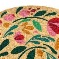 Felpudo antideslizante de fibra de coco natural semicircular de 60x40 cm