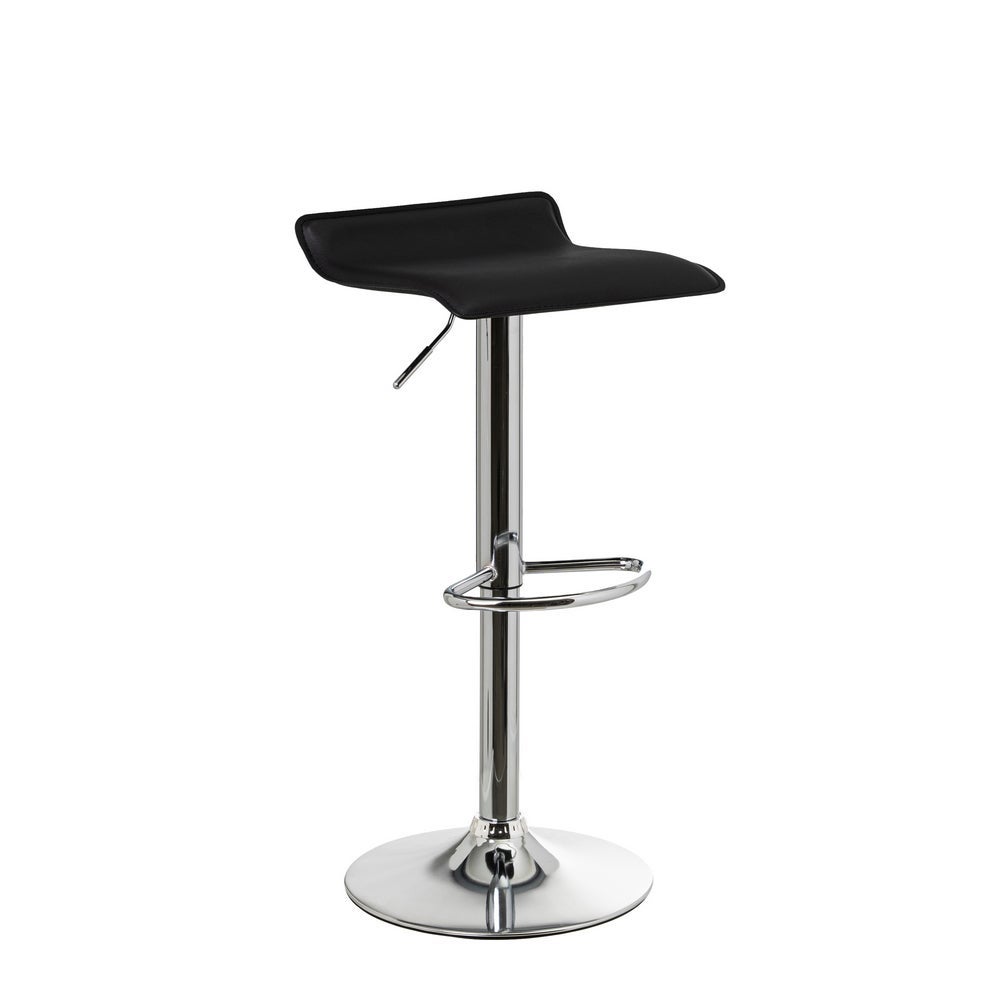 Taburete negro giratorio de polipiel y metal de 39x39x84 cm