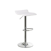 Banquinho giratório branco de pele sintética e metal de 39x39x84 cm