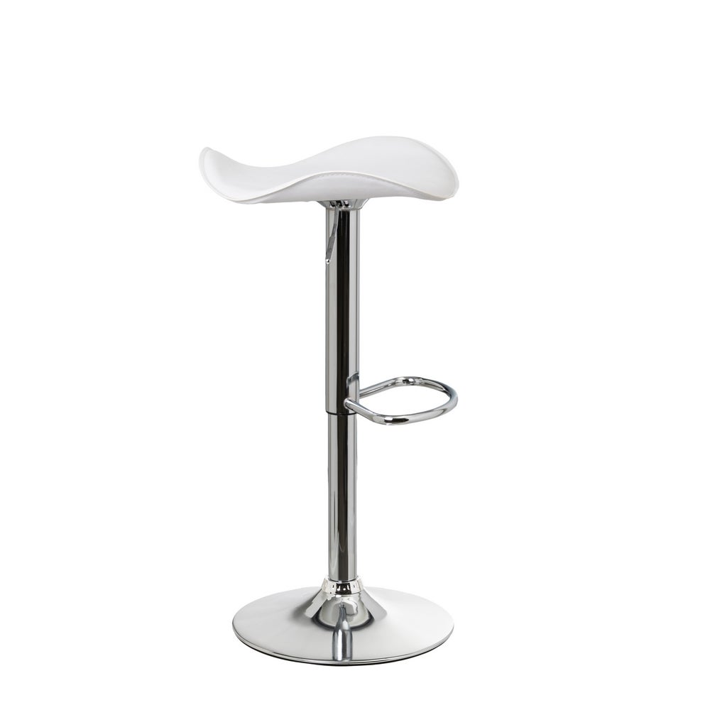 Taburete giratorio blanco de polipiel y metal de 45x44x83 cm
