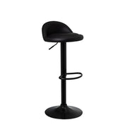 Taburete alto de cocina regulable en altura negro con respaldo bajo
