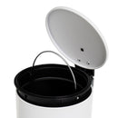 Papelera de pedal cilíndrica blanco mate de metal de 3 litros
