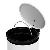 Papelera de pedal cilíndrica blanco mate de metal de 3 litros