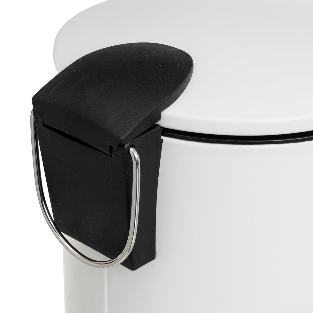 Papelera de pedal cilíndrica blanco mate de metal de 3 litros