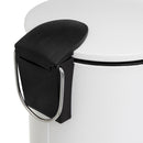 Papelera de pedal cilíndrica blanco mate de metal de 3 litros