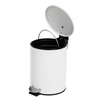 Papelera de pedal cilíndrica blanco mate de metal de 3 litros