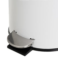 Papelera de pedal cilíndrica blanco mate de metal de 3 litros