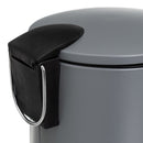 Papelera de pedal cilíndrica gris mate de metal de 3 litros