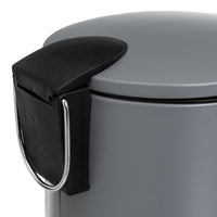 Papelera de pedal cilíndrica gris mate de metal de 3 litros