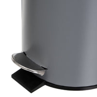 Papelera de pedal cilíndrica gris mate de metal de 3 litros