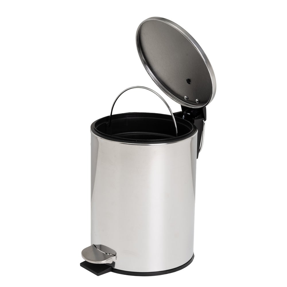 Papelera de pedal redonda acero inoxidable para baño de 3 litros