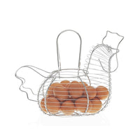 Huevera de gallina clásica plateada de metal para cocina Basic -