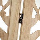 Biombo de madera de paulonia con diseño de hojas de palmera de 120x170 cm