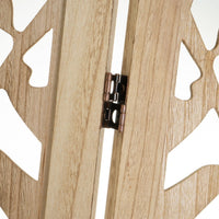 Biombo de madera de paulonia con diseño de hojas de palmera de 120x170 cm
