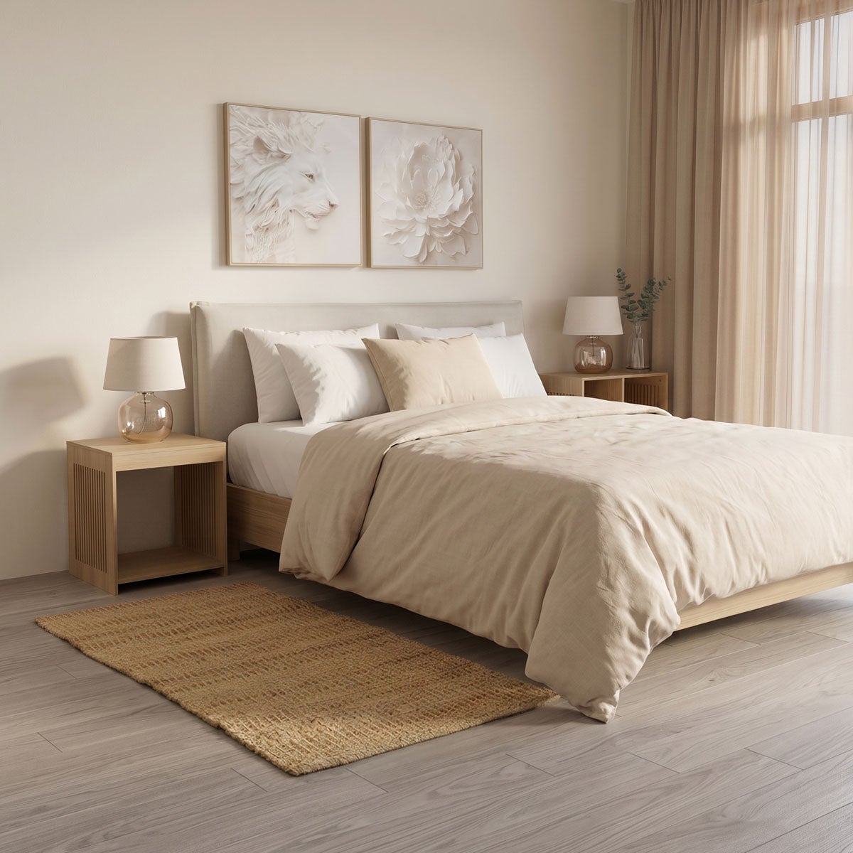 Alfombra rectangular de yute natural trenzado y acordonado de 140x70 cm