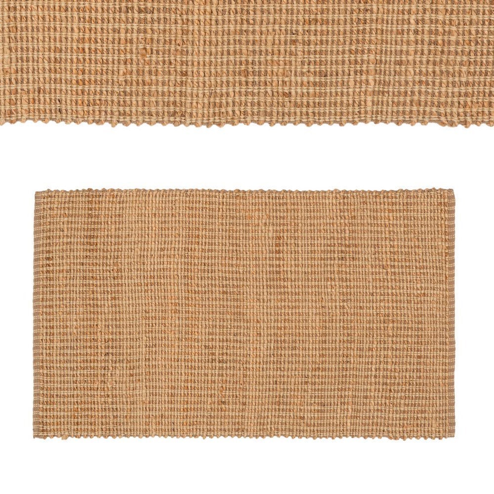 Alfombra rectangular de yute natural trenzado y acordonado de 140x70 cm
