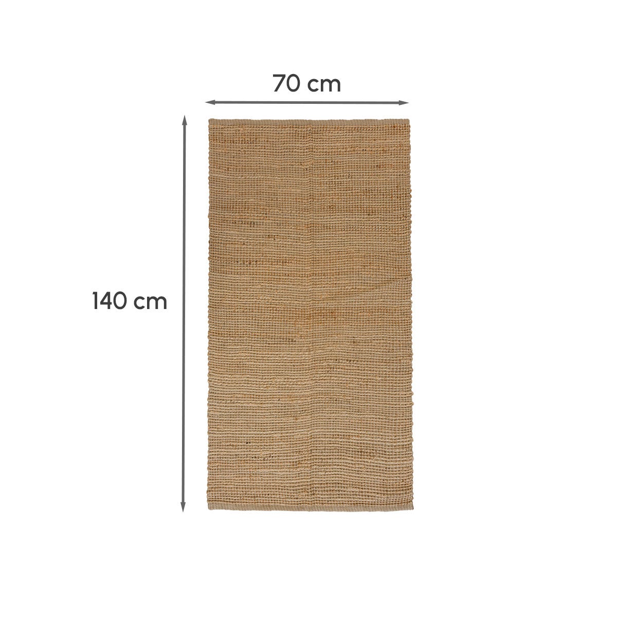 Alfombra rectangular de yute natural trenzado y acordonado de 140x70 cm