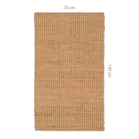Alfombra rectangular de yute natural trenzado y acordonado de 140x70 cm