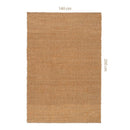 Alfombra rectangular de yute natural trenzado y acordonado de 200x140 cm