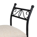 Banqueta pie de cama de metal negro tapizado en lino beige de 74 cm