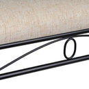 Banqueta pie de cama de metal negro tapizado en lino beige de 74 cm