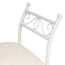 Banqueta pie de cama de metal blanco tapizado en lino beige de 74 cm