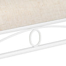 Banqueta pie de cama de metal blanco tapizado en lino beige de 74 cm