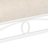 Banqueta pie de cama de metal blanco tapizado en lino beige de 74 cm