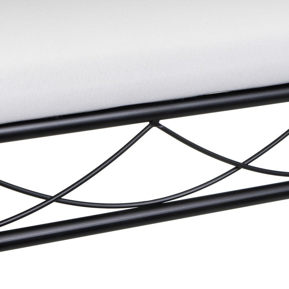 Banqueta pie de cama de metal negro tapizado en algodón blanco de 74 cm