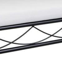 Banqueta pie de cama de metal negro tapizado en algodón blanco de 74 cm