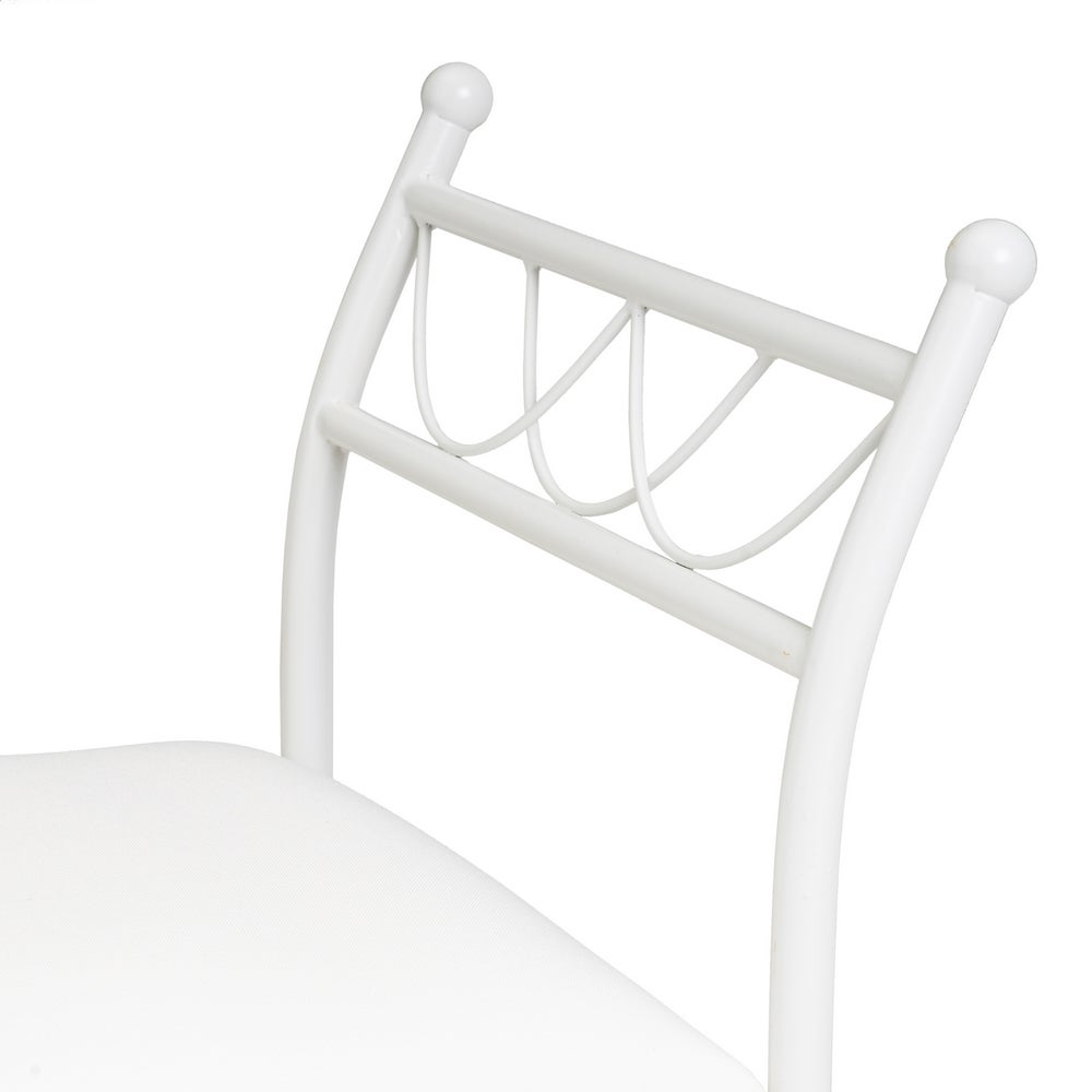Banqueta pie de cama de metal blanco tapizado en algodón blanco de 74 cm