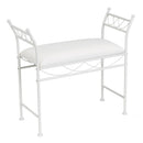 Banqueta pie de cama de metal blanco tapizado en algodón blanco de 74 cm